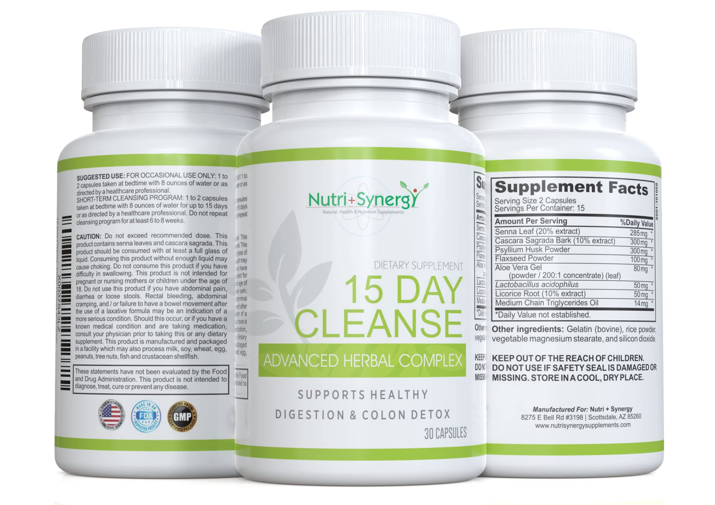 Nutri + Synergy 15 Day Cleanse Advanced Herbal Complex - Colon Cleanse and Detox - Improved Intestinal Health