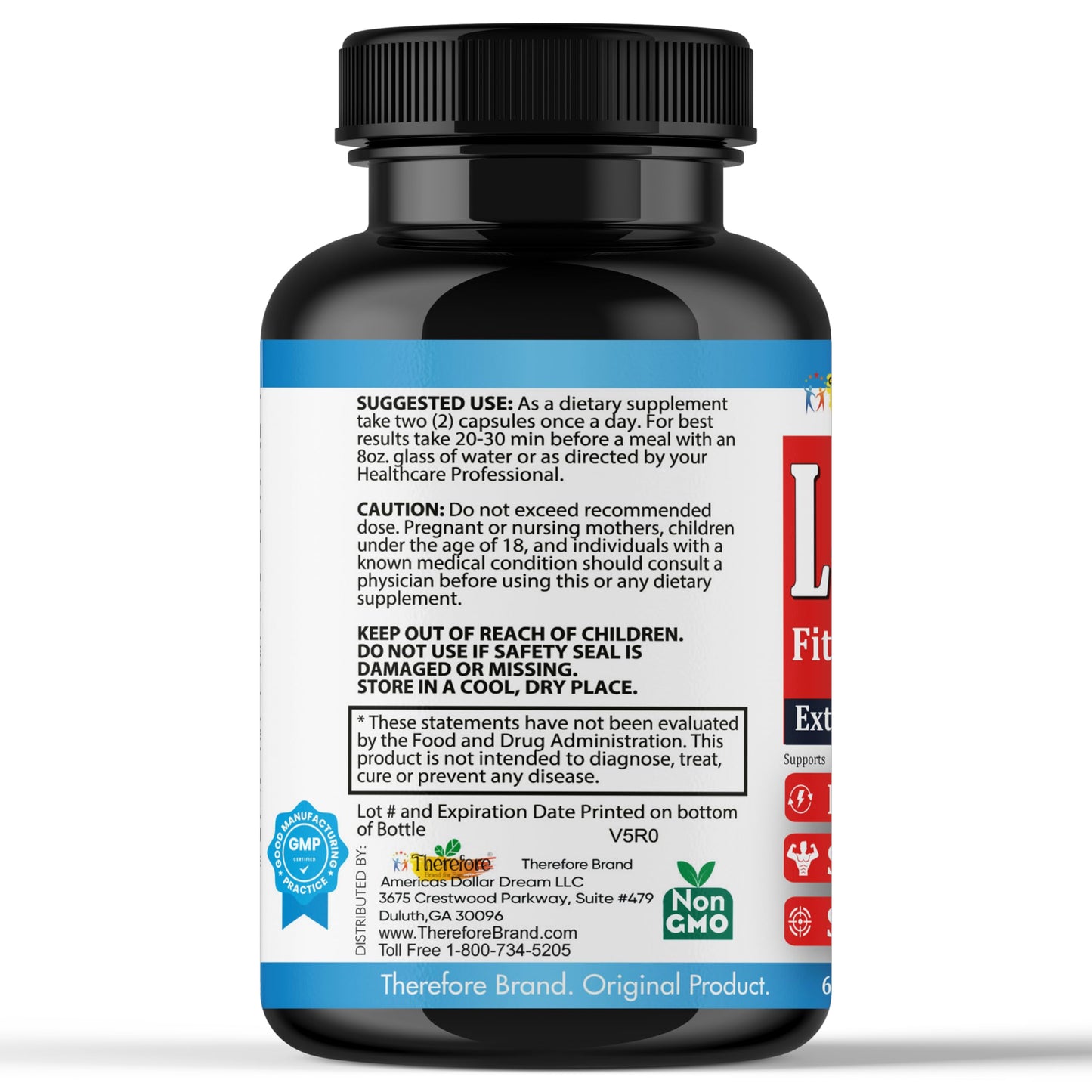 Therefore Extra Strength L-Arginine for Men, Workout Supplement Support Fitness, Muscle Strength, Vascular Function, Energy, Stamina 60 ct L-Arginine Vegan Capsules