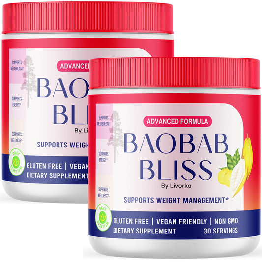 (2 Pack) Baobab Bliss Powder, Baobab Bliss Organic Powder, Baobab Bliss Powder All Natural Fiber Supplement, Baobab Bliss Fruit Powder, Baobab Bliss Powder Organic Review, 60 Servings For 2 Months