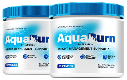NutraRize (2 Pack) AquaBurn - Premium Powder Formula for Overall Health and Fitness, Aqua Burn to Support Healthy Lifestyle and Overall Well-Being, Official AquaBurn in A Jar Review (60 Servings)