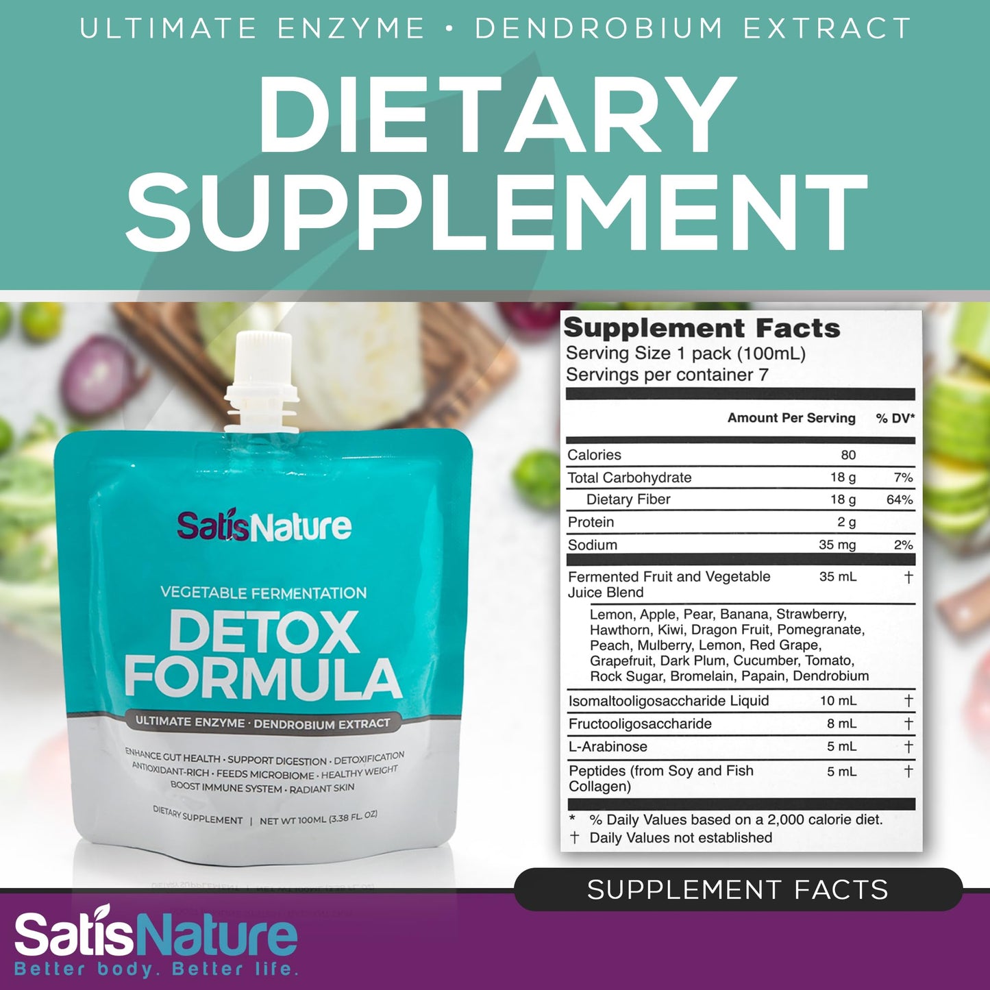 Satis Nature Detox Formula, Vegetable Fermentation Detox Formula(100ml x 7)