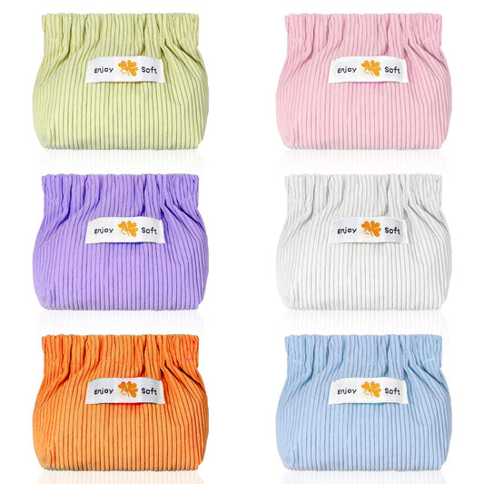 JIEYAO 6Pcs Corduroy Makeup Bags, Elastic Hair Tie Organizer Multicolor Storage Bag Daily Travel Organizer Bag Travel Makeup Pouch Portable Cosmetic Accessories Storage Multipurpose Pouches for Women