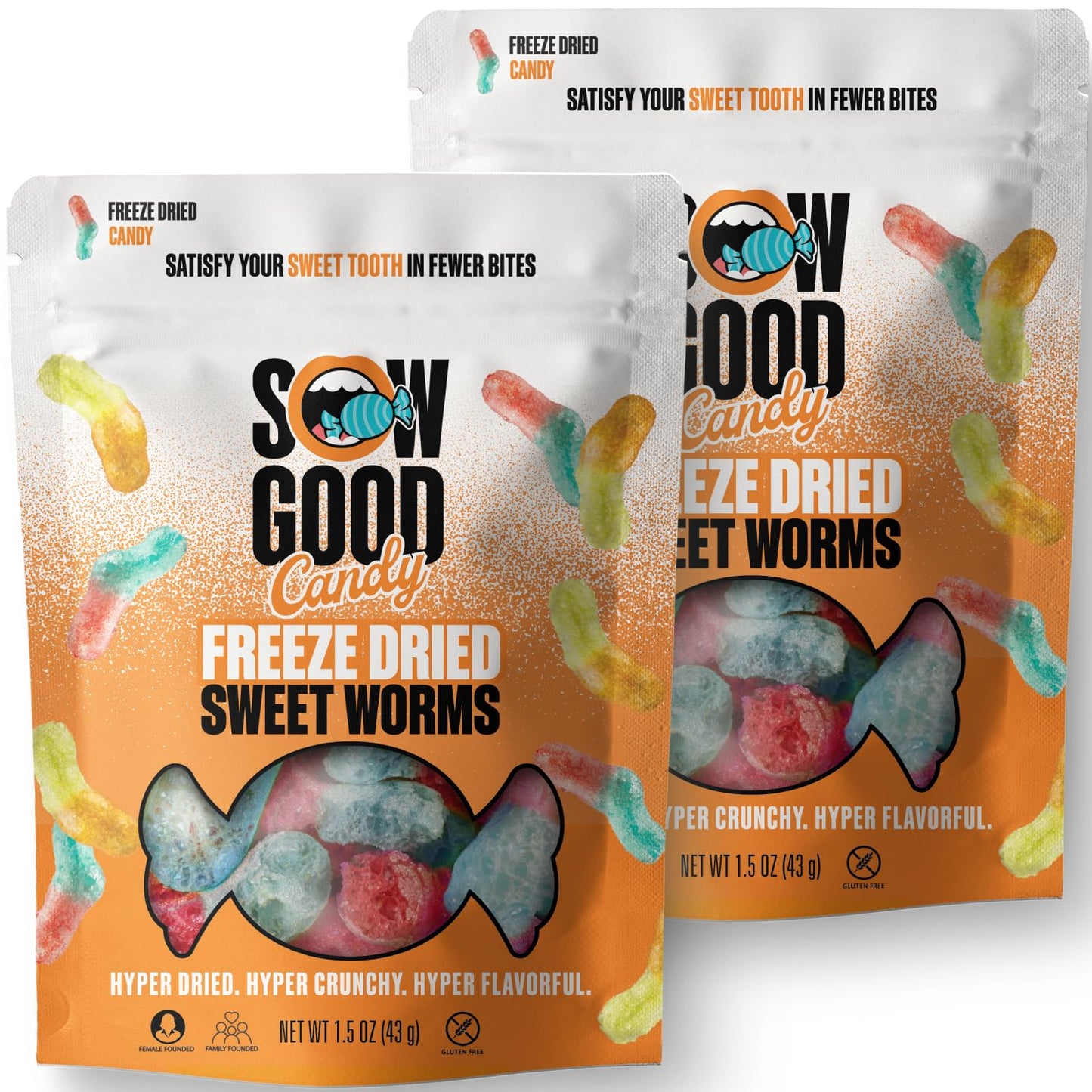 Sow Good Freeze Dried Candy Sweet Worms 2 Pack Perfect for Snacking  Kids Parties