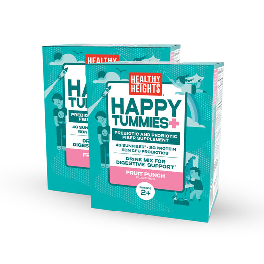 Healthy Heights Happy Tummies Prebiotic and Probiotic Fiber Supplement for Kids Ages 2+, 2 Pack