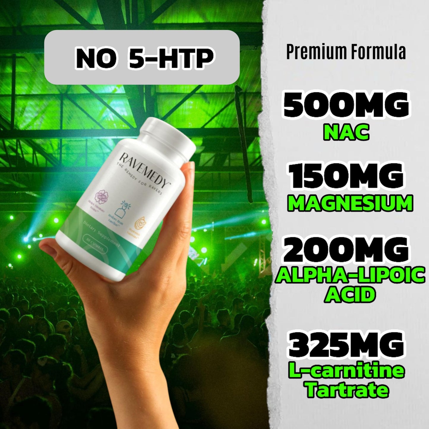 Ravemedy, Rave Essentials, Rave Vitamins - Rave Supplement, EDC Festival Essentials, Rave Kit, Support for Energy, Hydration & Detox | No 5-HTP