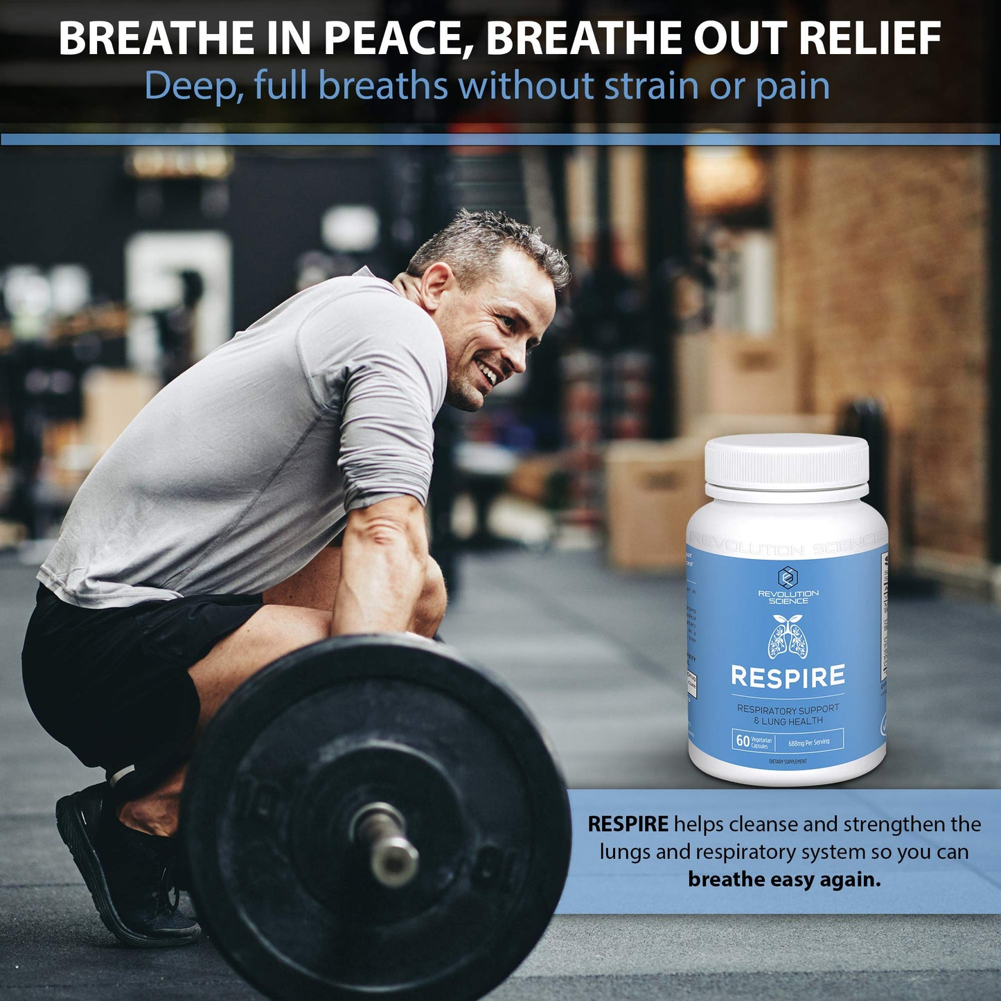 Revolution Science Respire Lung Support Supplement - Lung Cleanse & Lung Detox, Lung Health Formula with Quercetin, Bromelain & Butterbur for Clear Lungs, Breathing & Bronchial Support - 60 Capsules