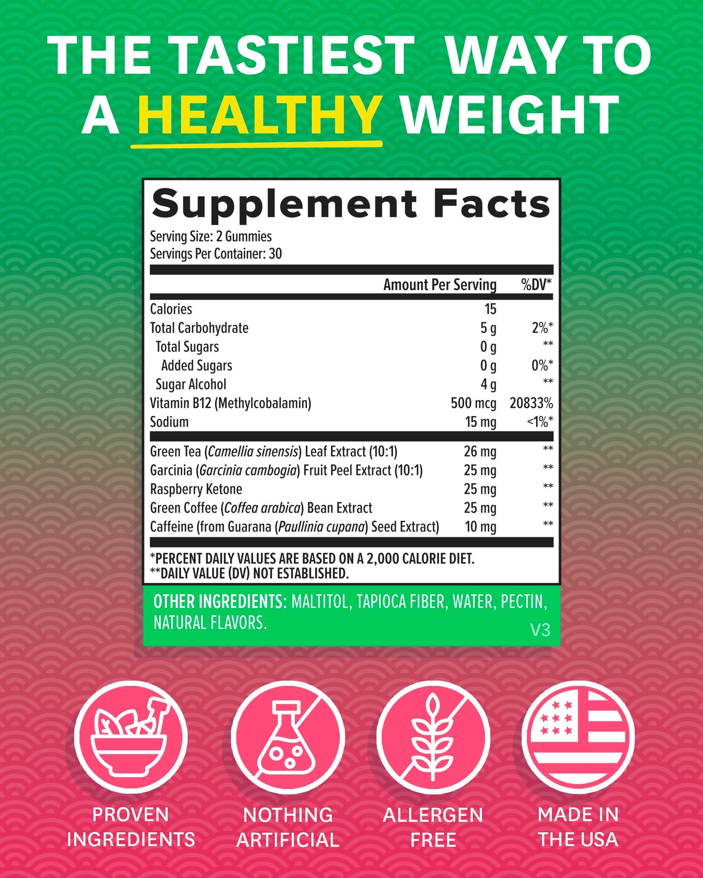 Zenwise Health Fat Burner Gummies - Appetite Suppressant for Weight Loss with Green Tea Extract, Garcinia Cambogia & B12 for Metabolism + Green Coffee Bean & Raspberry Ketone - 60ct Apple Gummies