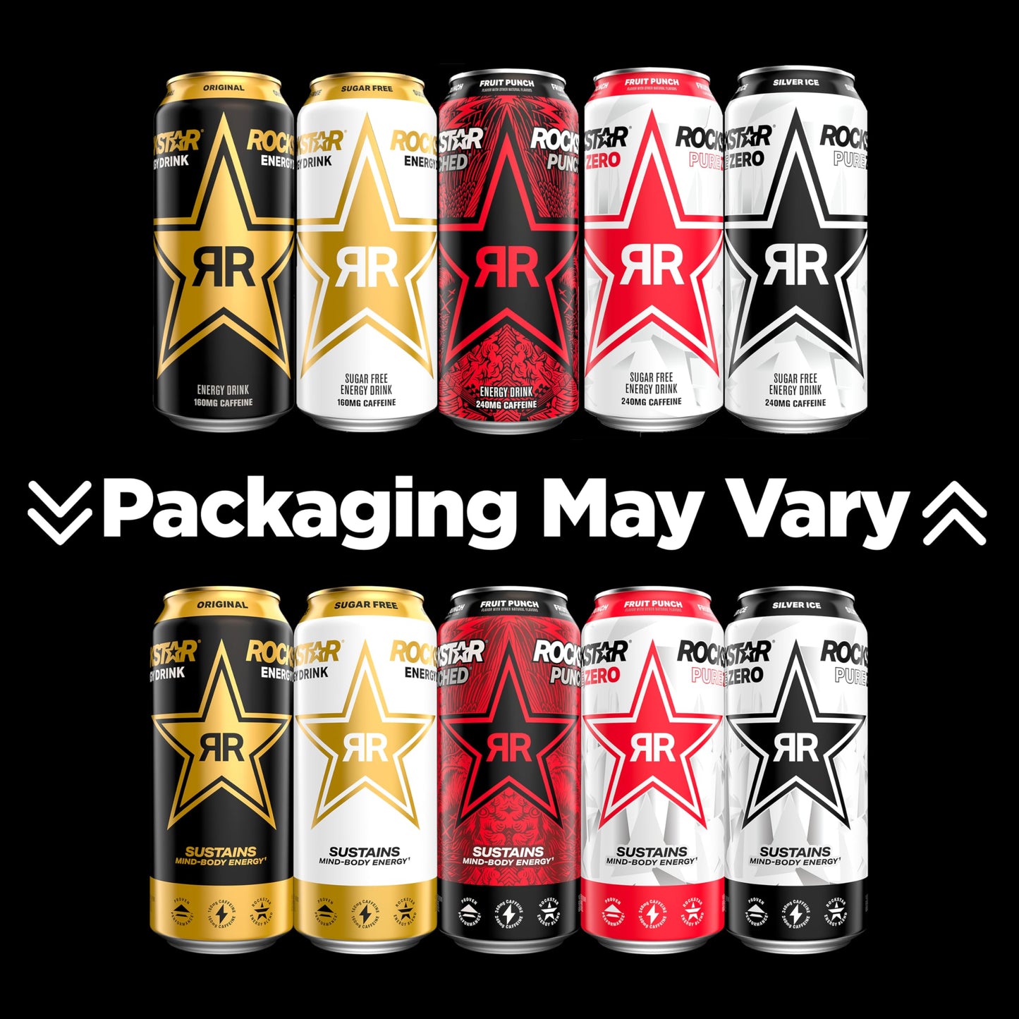 Rockstar Pure Zero Energy Drink Fruit Punch 0 Sugar with Caffeine and Taurine 16oz Cans 12 Pack Packaging May Vary