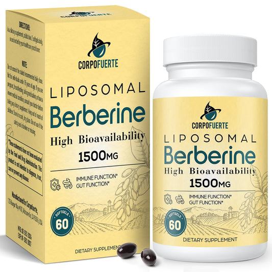 Corpofuerte Liposomal Berberine HCl 1500 mg - Berberine Supplement Activates AMPK & GLP-1 - Supports Reduces Body Burden in Women and Men (1 Pack)