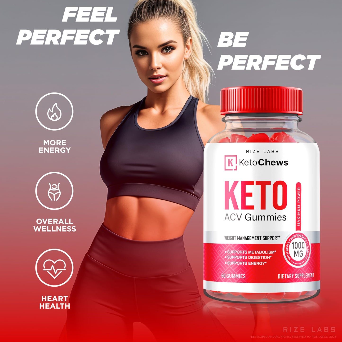 rize labs (Pack of 3 Keto Chews ACV Gummies for Advanced Weight Loss 525 mg, Premium Keto+ACV Supplement, All Natural Apple Cider Vinegar, Official Keto Plus ACV Reviews (180 Gummies)