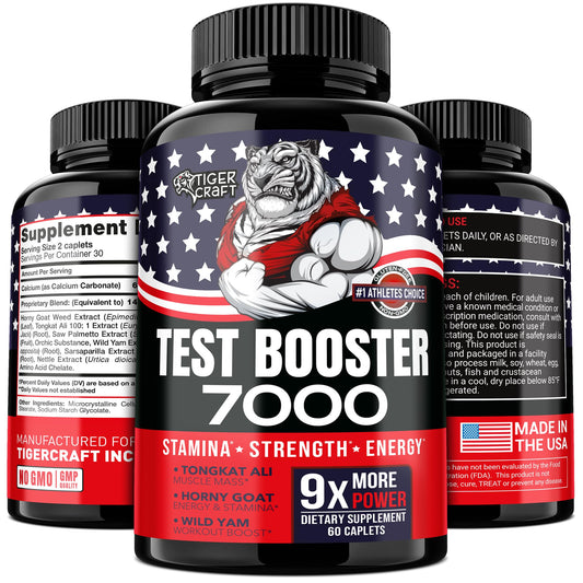 Testosterone Booster for Men - Testosterone Supplement for Men with Horny Goat Weed, Tongkat Ali (Longjack), Wild Yam, Boron & Saw Palmetto - Sugar-Free Mens Health Supplement Made in USA, 60 Caplets