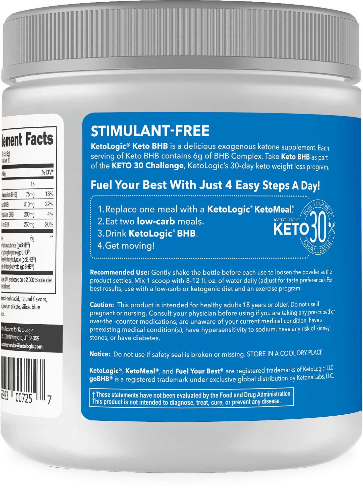 Ketologic Keto BHB (Patriot Pop Flavor) 30 Servings - Exogenous Ketone Supplement with goBHB, Beta-Hydroxybutyrate Salts