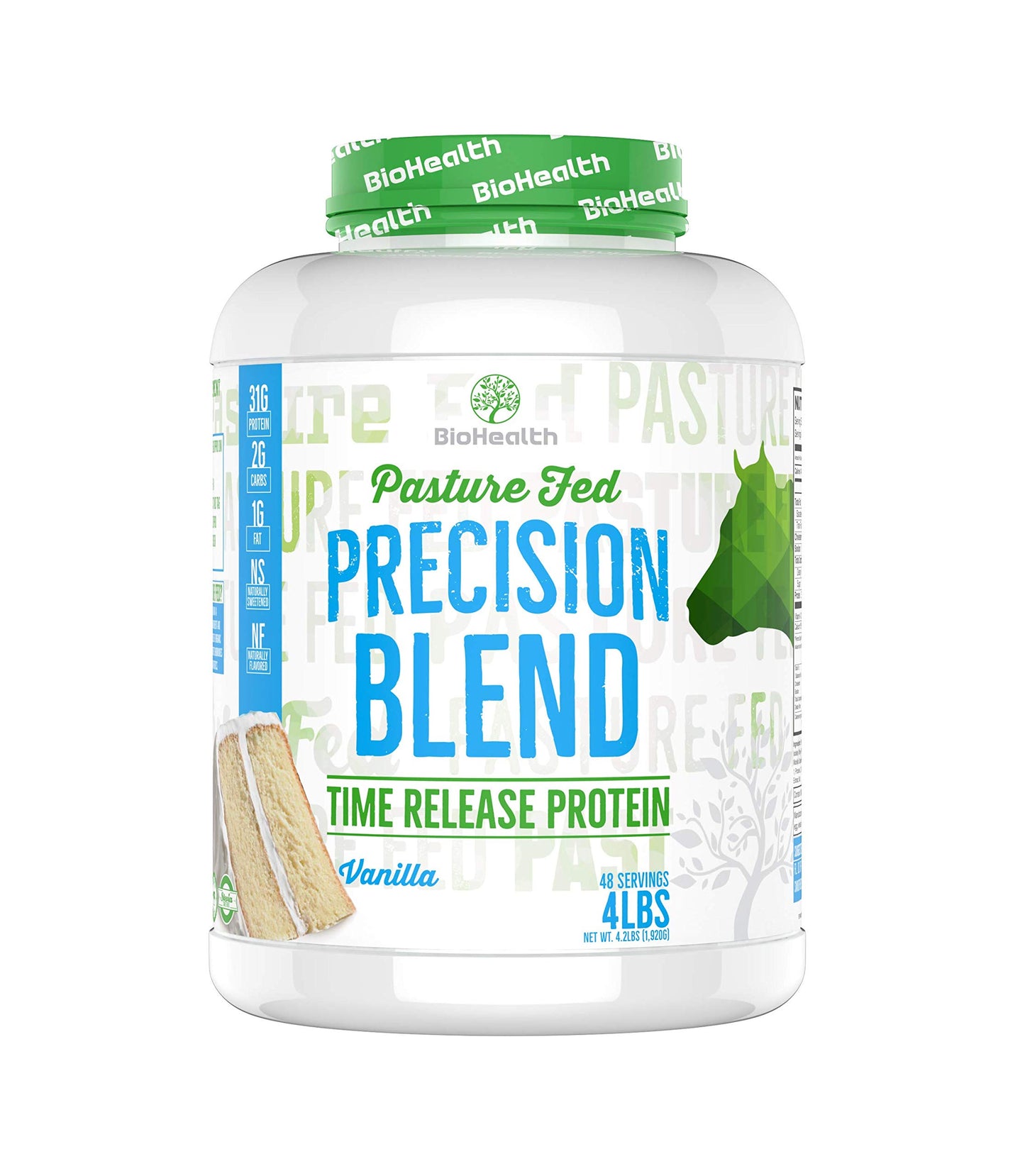 Precision Blend Vanilla (4 lb) Whey Protein | 31g Time Release Protein Blend | Non-GMO | Sugar Free | 48 Servings