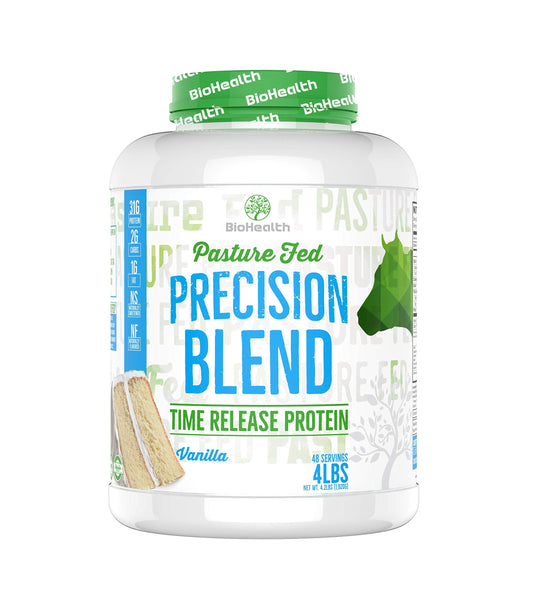 Precision Blend Vanilla (4 lb) Whey Protein | 31g Time Release Protein Blend | Non-GMO | Sugar Free | 48 Servings