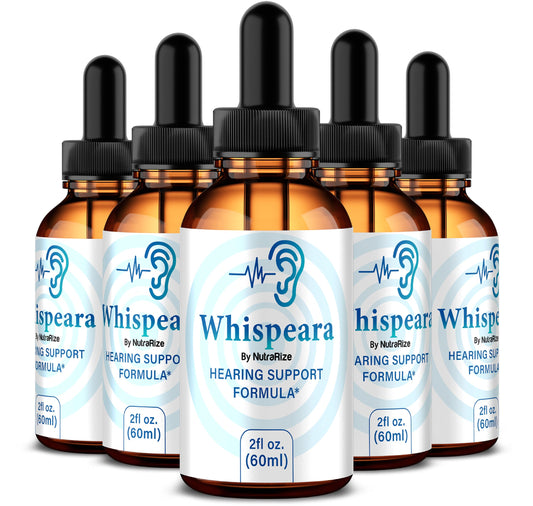 (5 Pack) Whispeara Drops - Official Whispeara to Support Healthy Hearing, Focus and Performance, All Natural Whispeara Hearing Support Formula, Premium Whispeara Gotas Review (150 Servings)