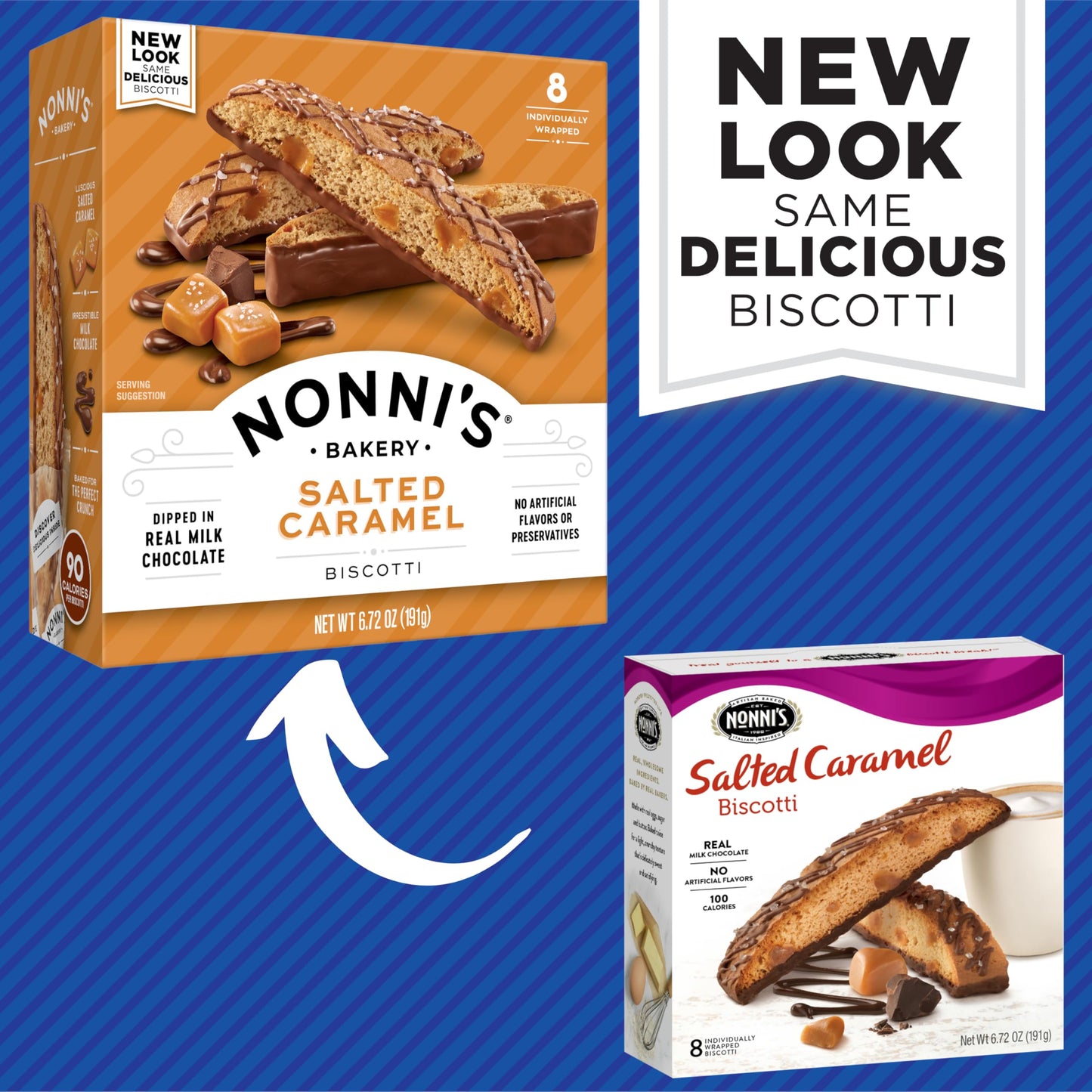 Nonnis Salted Caramel Biscotti Italian Cookies  3 Boxes  Biscotti Individually Wrapped Cookies  Italian Biscotti Cookies wRich Milk Chocolate  Sea Salt  Kosher  672 oz