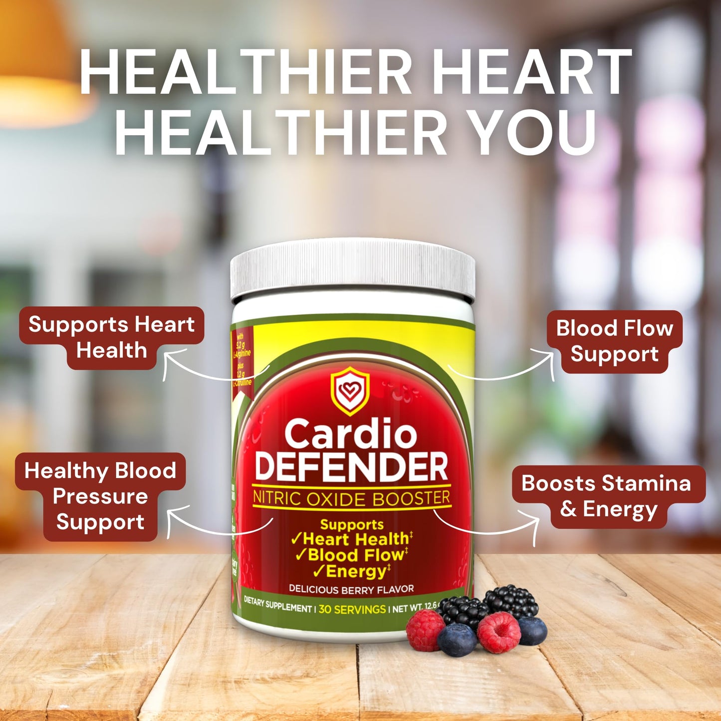 Cardio Defender 3 Pack - Cardio Heart Health, Nitric Oxide Booster - L-Arginine Supplement with 5,200mg L-Arginine & 1,200mg L-Citrulline - Heart Health & Cardiovascular Support