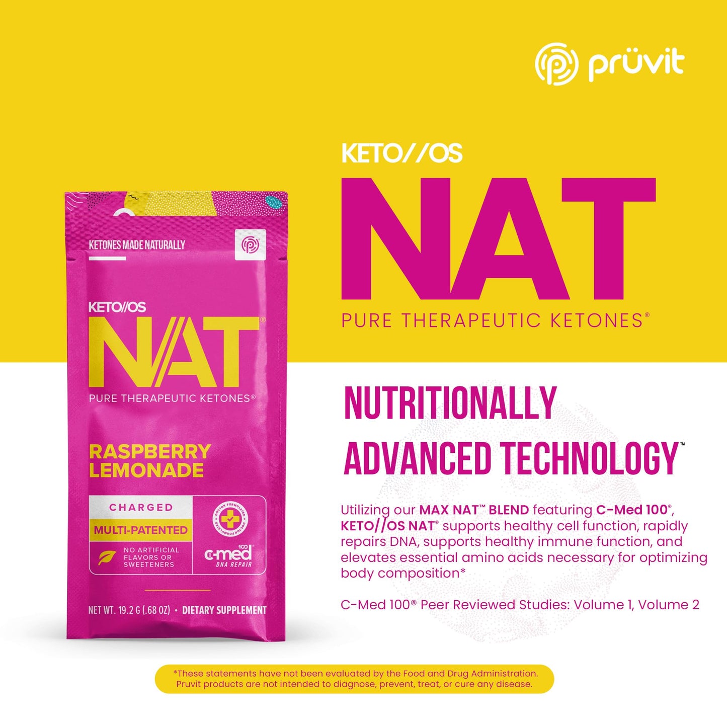 Keto//OS NAT® Raspberry Lemonade - Charged - Supplement for Men and Women (20 Count)