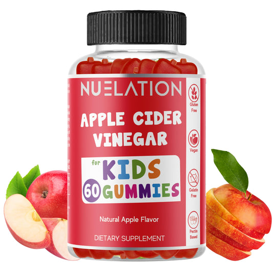 NUELATION Apple Cider Vinegar Gummies for Kids, 60 Servings. Gluten Free, Vegan and Gelatin Free ACV Gummies