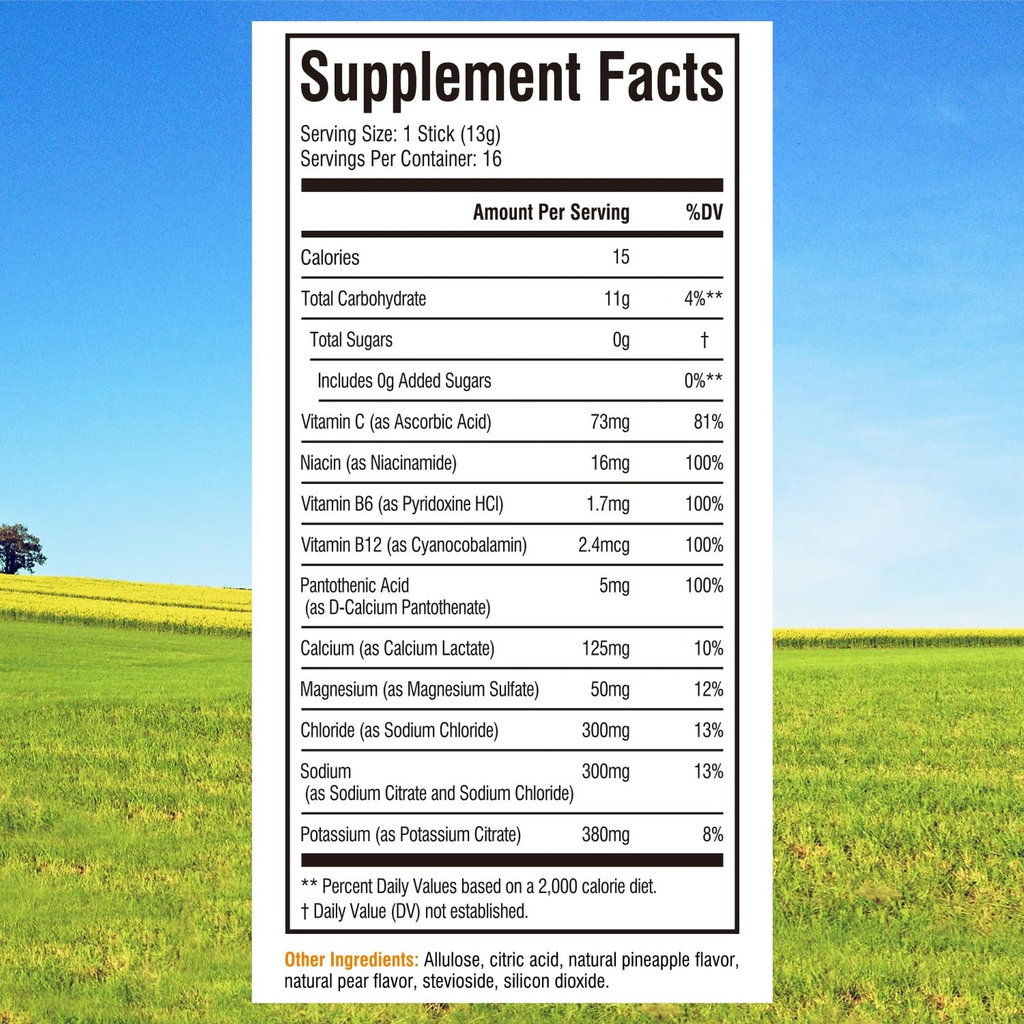 Innate Vitality Electrolytes Powder Packets, No Sugar, 5 Keto Electrolytes & Vitamins, Hydration Powder Packets, Easy to Dissolve, Natural Pineapple Pear Flavor, 16 Stickpacks