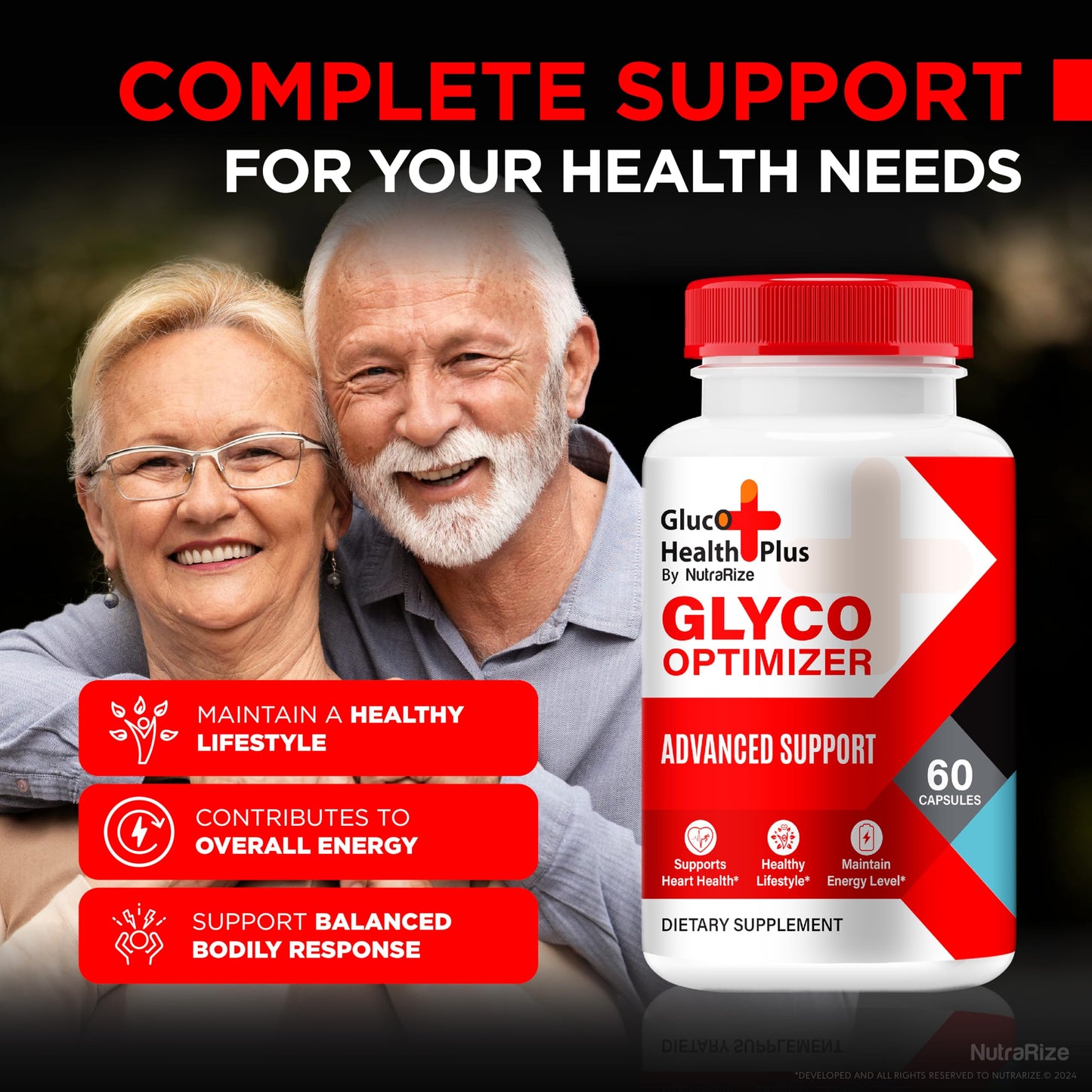 NutraRize Gluco Health Plus, Official Gluco Health + Glyco Optimizer Formula, Premium Blend to Support Healthy Levels & Overall Wellbeing, All-Natural GlucoHealth Plus Pastillas Review (60 Capsules)