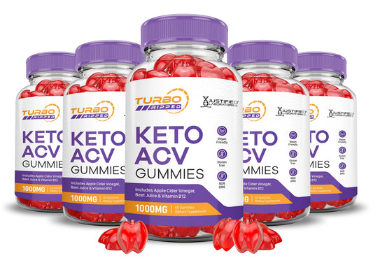 (5 Pack) Turbo Ripped Keto ACV Gummies Advanced Formula 1000MG Turbo Ripped Keto Gummies Apple Cider Vinegar Formulated with Pomegranate Beet Juice Powder B12 Vegan Non GMO 300 Gummys