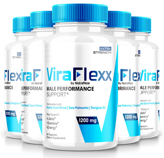 NutraRize (Pack of 5 ViraFlexx for Men, Pro Capsules, Male Performance Support 500mg, All Natural Dietary Supplement to Support Overall Health, Reviews (300 Capsules)
