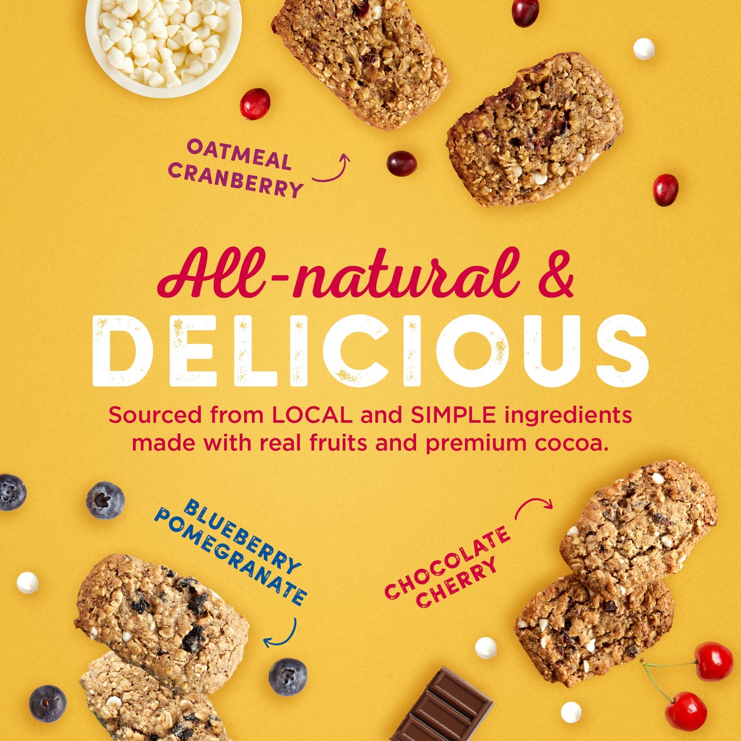 Cooper Street Cookies Healthy Breakfast Bakes Granola Bars W Blueberry Pomegranate White Chocolate Chip Cranberry  Cherries Variety Pack of 3