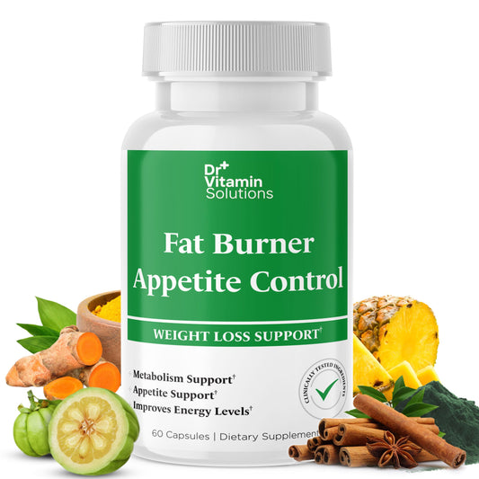 Dr. Vitamin Fat Burner & Appetite Control Weight Loss Supplements for Women & Men - Metabolism Booster w/ L-Carnitine, CLA, Chromium - Appetite Suppressant for Weight Loss - 60 Belly Fat Diet Pills