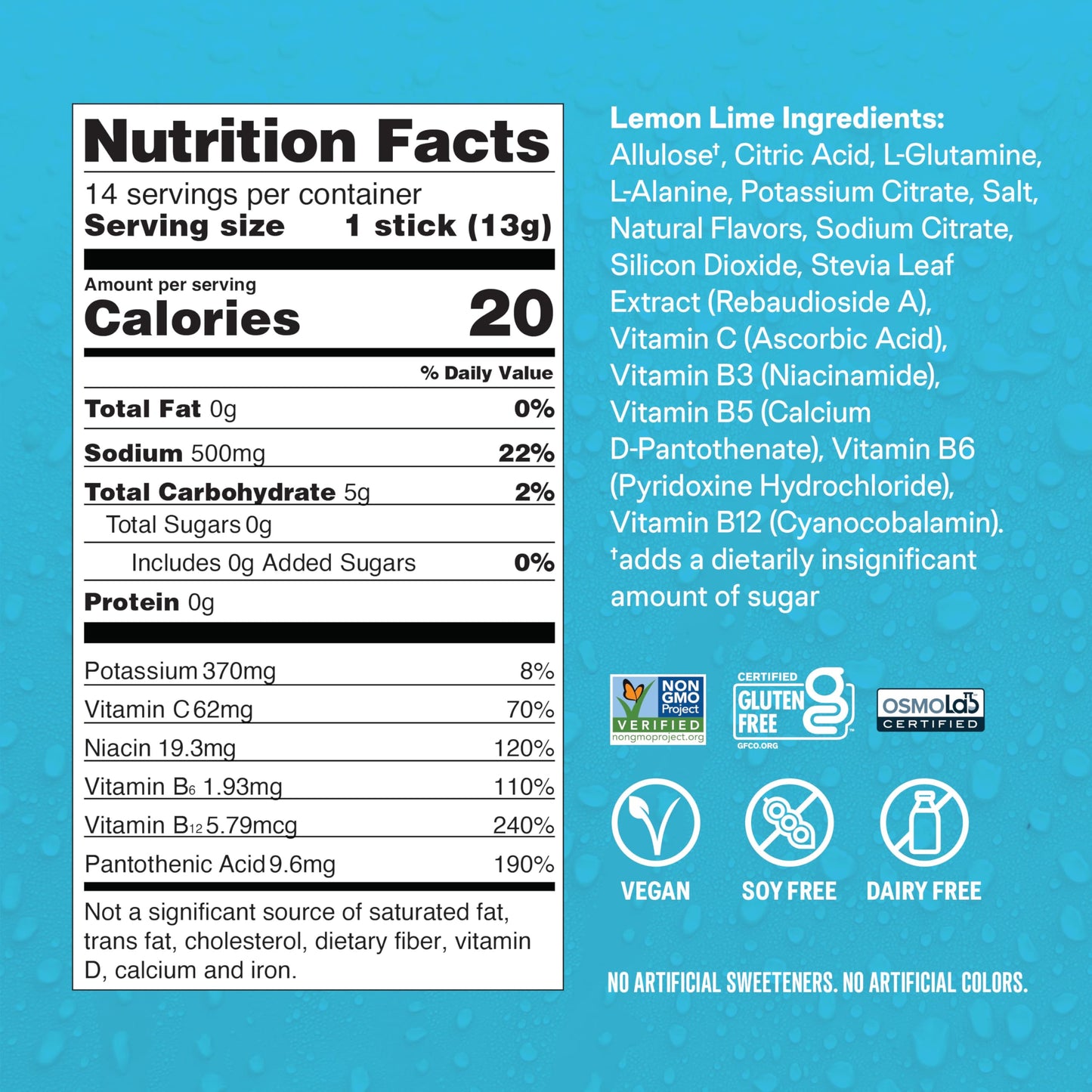Liquid I.V.® Hydration Multiplier® Sugar-Free - Lemon Lime - Hydration Powder Packets | Electrolyte Powder Drink Mix | Convenient Single-Serving Sticks | Non-GMO | 14 Servings (Pack of 3)