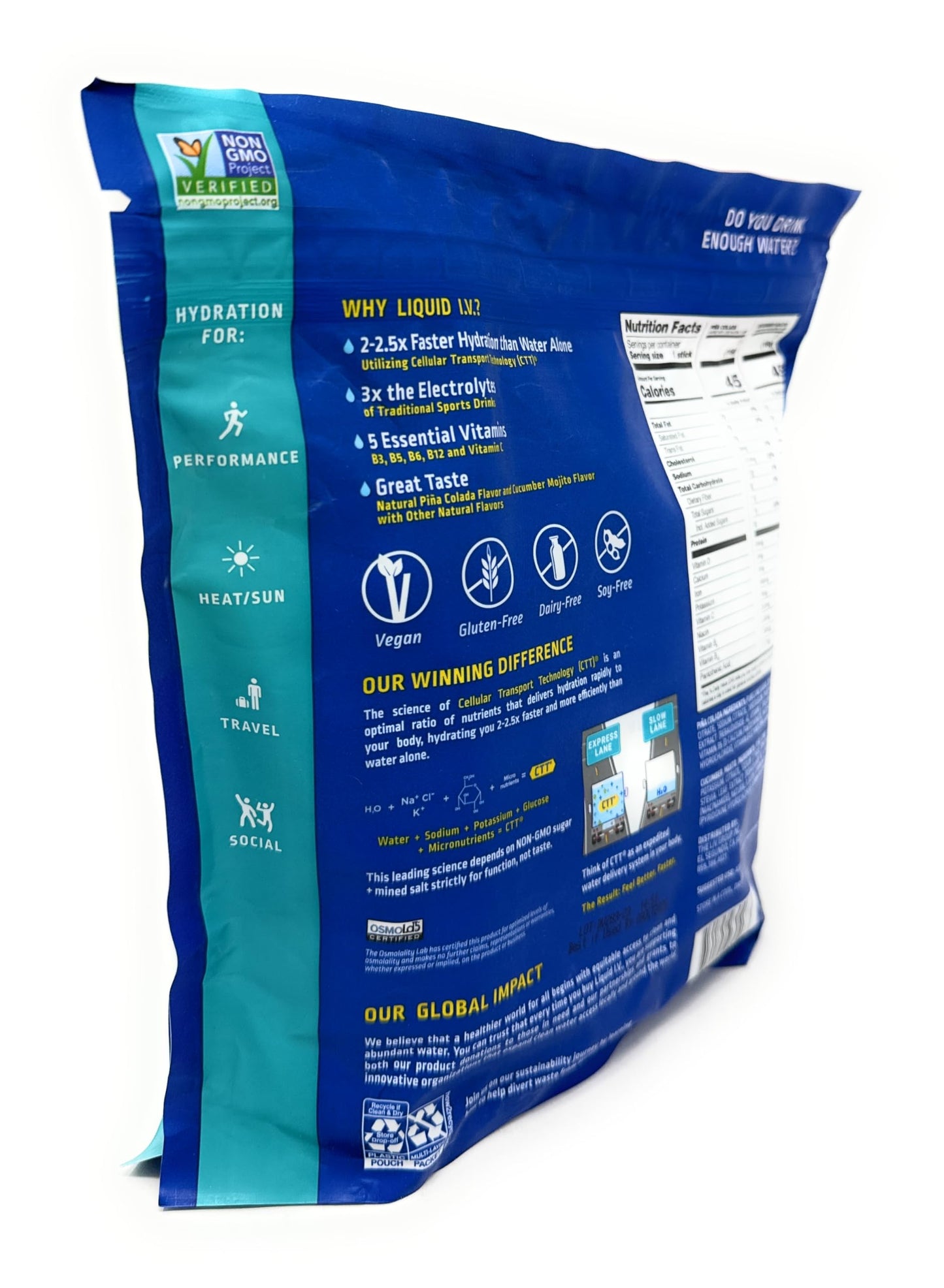 Liquid I.V. Hydration Multiplier, 30 Individual Serving Stick Packs in Resealable Pouch, Mocktail Variety Pack (15 Pina Colada & 15 Cucumber Mojito) Packed with HealthEmpire Poly Bag