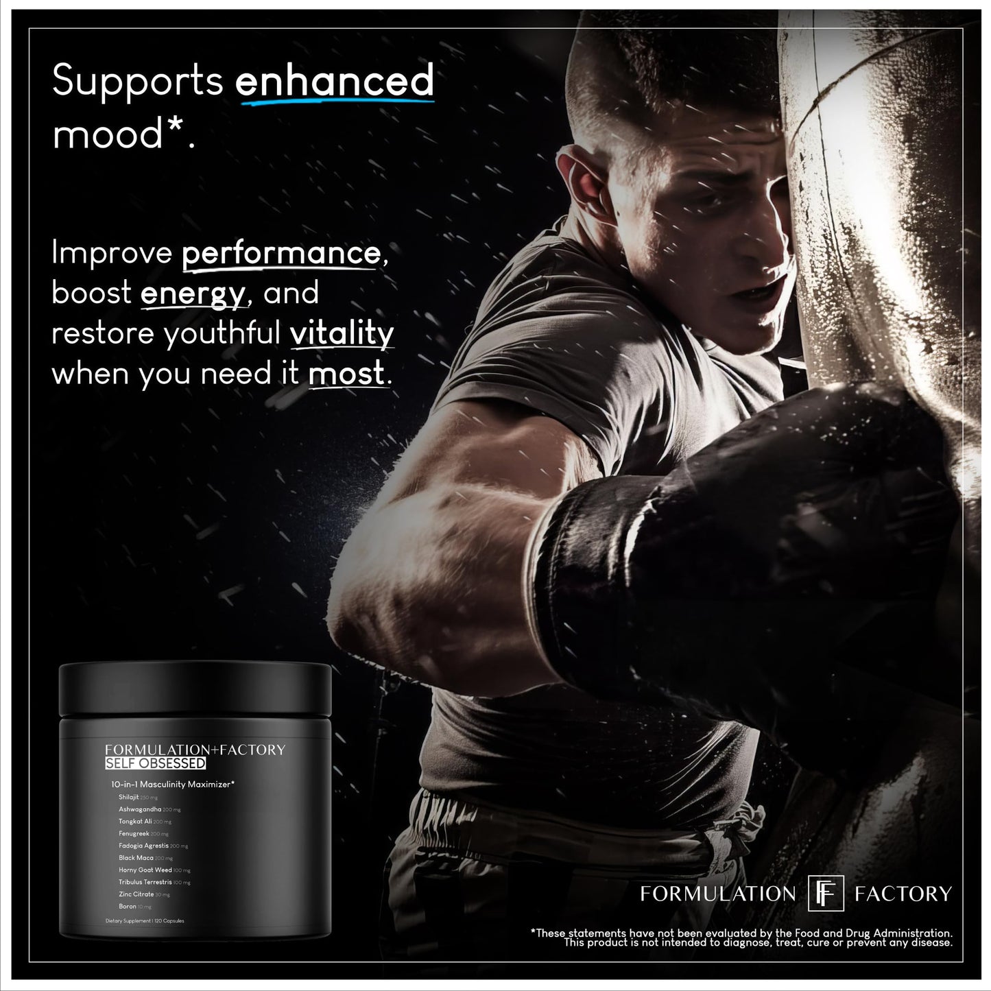 Self Obsessed 10 in 1 Masculinity Maximizer Supplement, Shilajit for Men, Tongkat Ali, Ashwaganda, Fenugreek Muscle Growth, Energy Management, Drive, Strength, Recovery 1-month supply (Pack of 1)