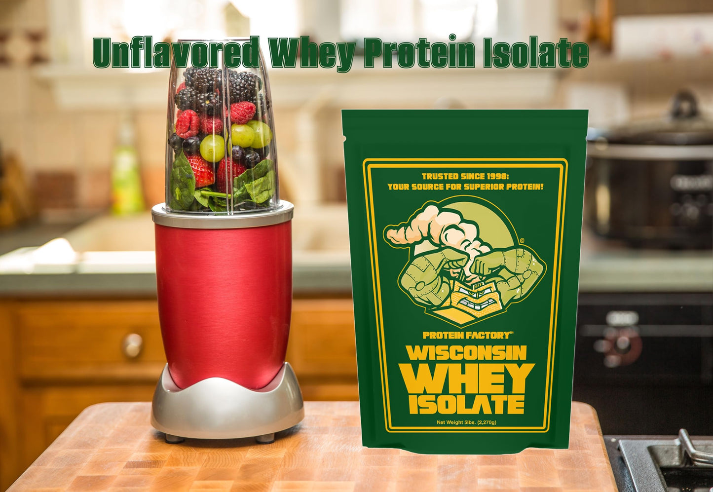 Protein Factory Wisconsin Unflavored Whey Isolate - 5 lbs Wisconsin Whey Isolate for Muscle Growth & Recovery - 90% Protein Lactose & Fat-Free 75 Servings Per Bag