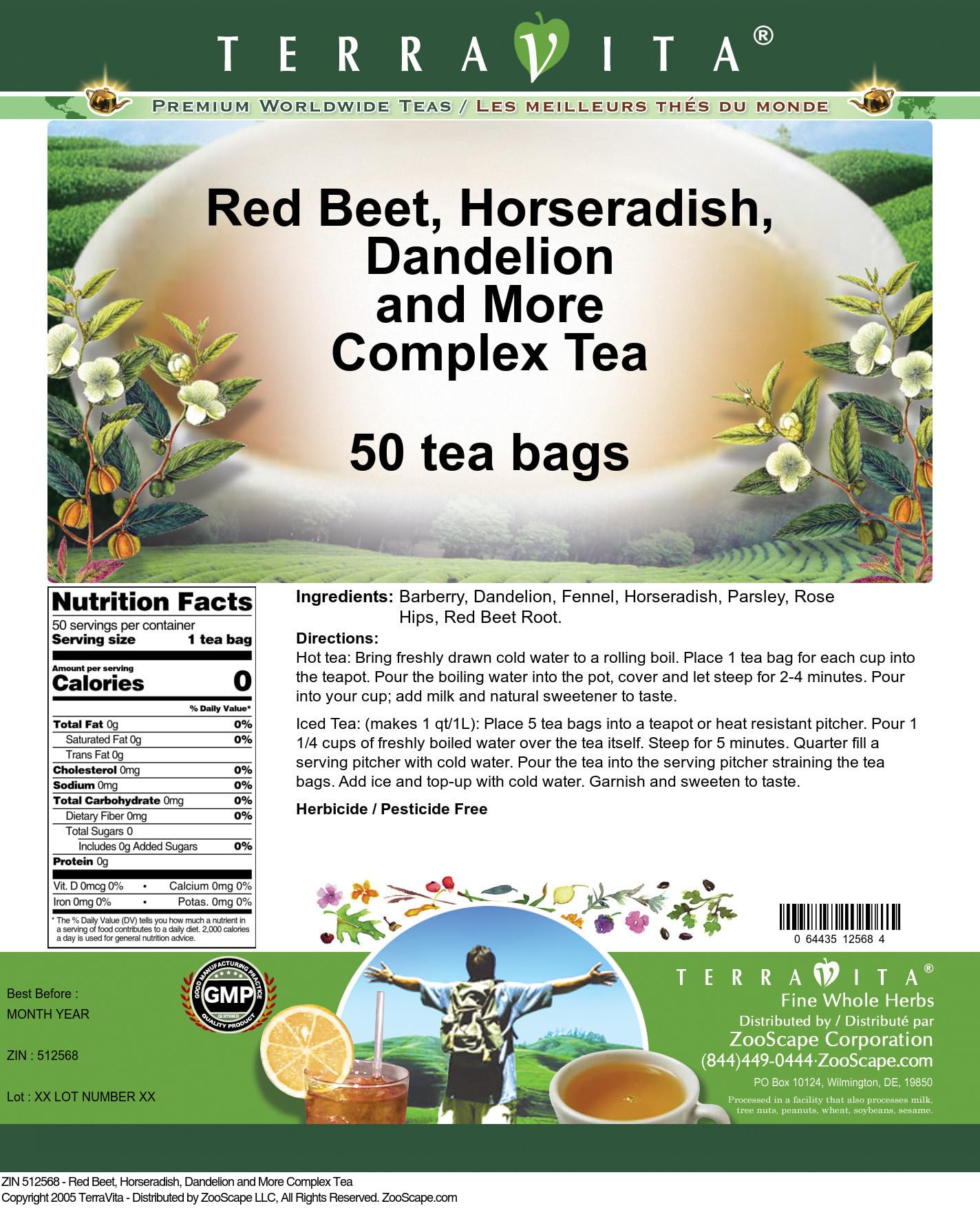 Red Beet, Horseradish, Dandelion and More Complex Tea (50 tea bags, ZIN: 512568) - 3 Pack