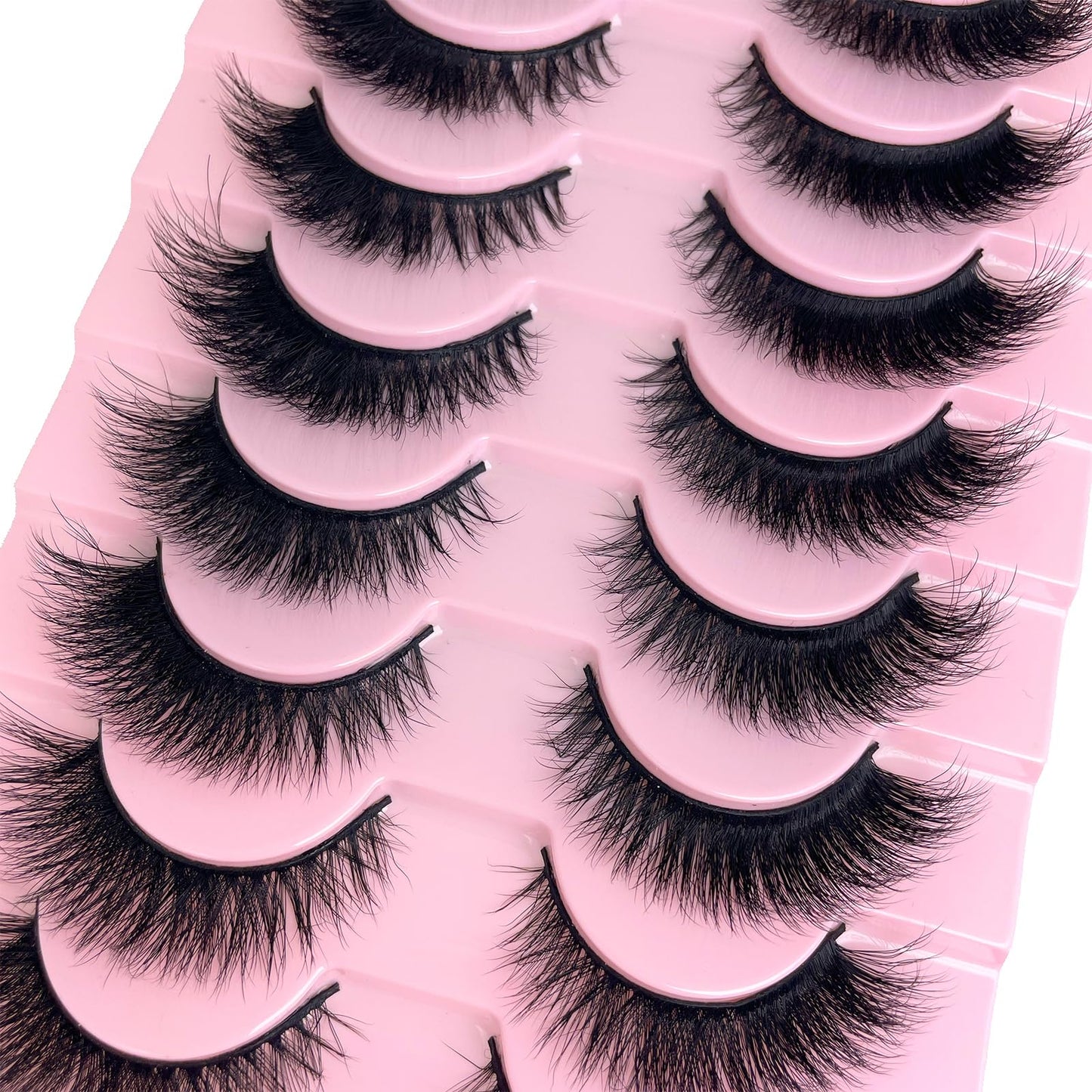 SISIYDY Cat Eye Lashes Fluffy Soft Faux Mink False Eyelashes Natural Look 3-18mm Long Lash Strips C Curl Natural Fake Eyelashes Volume Cateye Fox Eye Fake Mink Lashes 10 Pairs Pack YH011