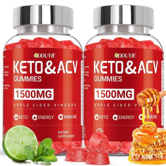 DDUYIE (2 Pack) Keto ACV Gummies - 1500mg Apple Cider Vnegar Gummies - with Pomegranate Beetroot & Vitamin B12 B6 - GMO Free - 120 Count
