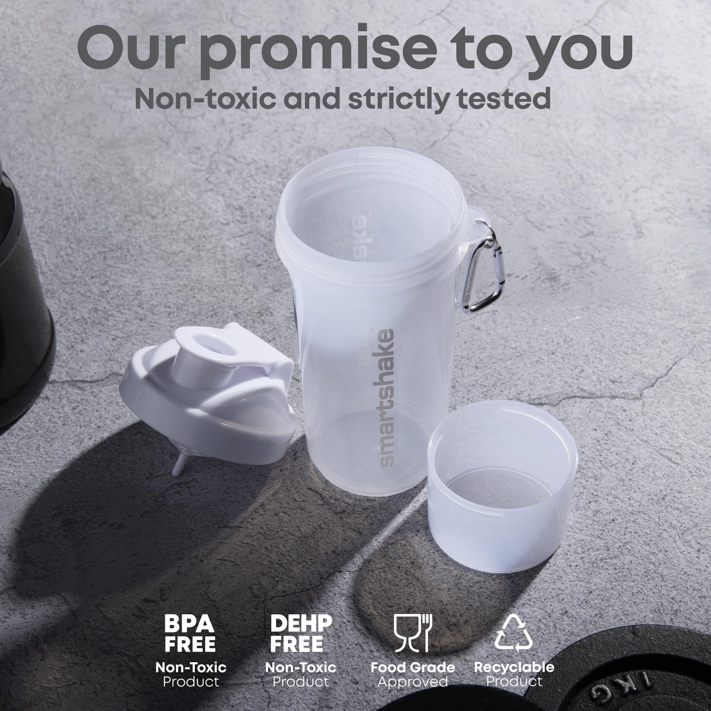 Smartshake Protein Shaker Bottle for Protein Mixes - 4 Pack - 13.5 oz | Shaker Cups for Protein Shakes | Blender Bottle Shaker | Protein Shaker Bottle Pack | BPA Free Shaker (SLIM - Multicolor)