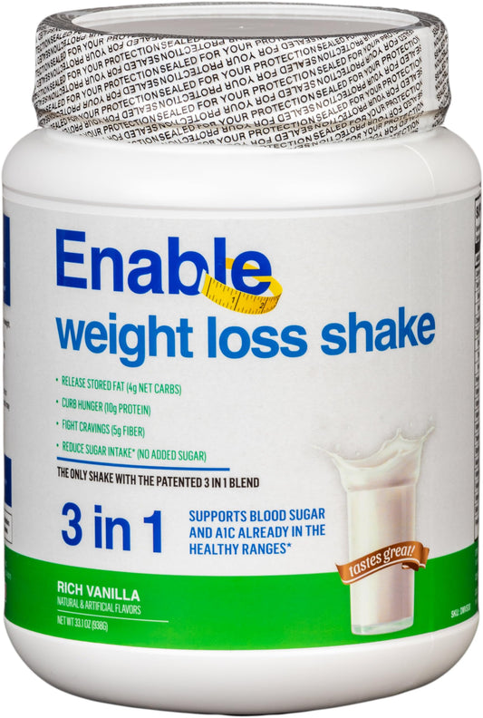 Del Mar Health Enable Weight Loss Shake - Delicious Vanilla Flavor for Healthy & Satisfying Meal Replacement, 2lb 8oz
