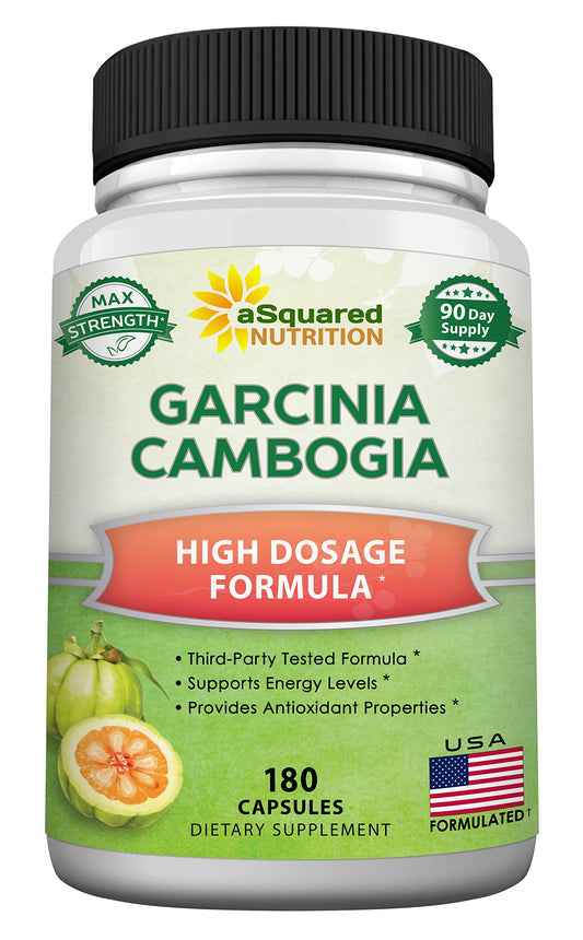 aSquared Nutrition Garcinia Cambogia 1600mg-180 Capsules-Natural Pure Extract Pills for Brain Health- Standardized Ultra HCA & Garcinia Cambogia Supplement Alternative to Gummies, Drops, Tea & Powder