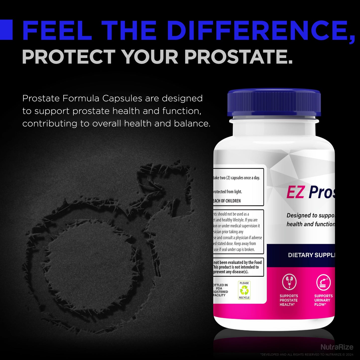 NutraRize (3 Pack) EZ Prostate Capsules, All-Natural Formula to Maintain Prostate Health, Premium E Z Prostate Support Pills, Official EZProstate Pastillas Review (180 Capsules)