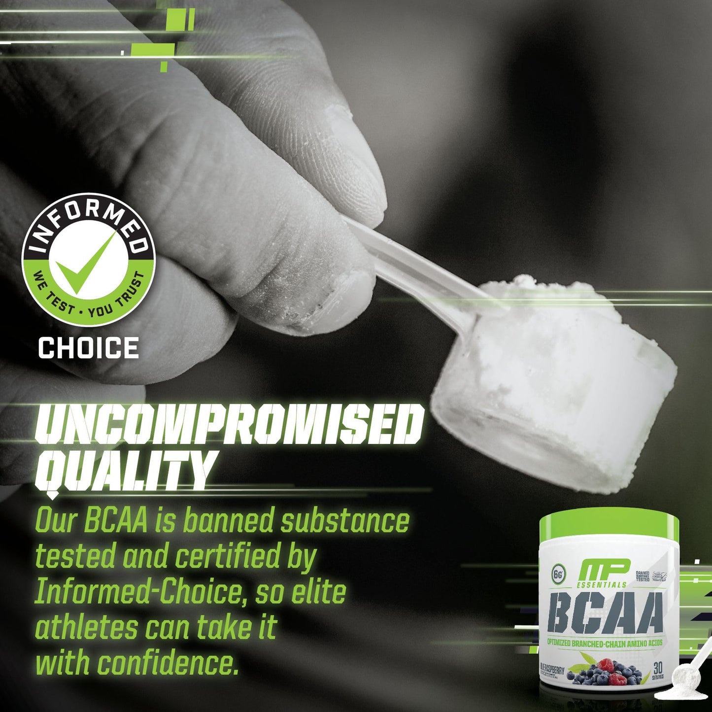 MusclePharm Essentials BCAA Powder, Pre & Post Workout Recovery Drink, Supports Muscle Recovery & Energy Production, Essential Amino Acids Supplement, 30 Servings, Blue Raspberry Flavor
