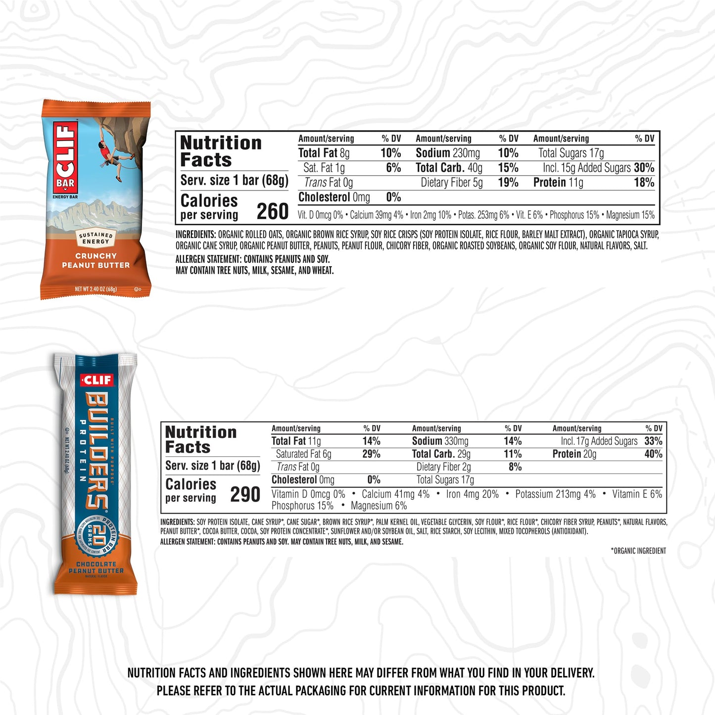 CLIF BAR and CLIF Builders  Variety Pack  Crunchy Peanut Butter and Chocolate Peanut Butter  Energy Bars and Protein Bars  NonGMO  Plant Based  24 oz 14 Count