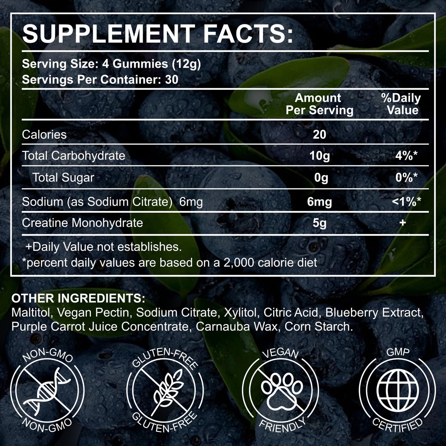 Creatine Monohydrate Gummies for Men and Women - Creatine Monohydrate Gummies - 5000mg Creatine Monohydrate Gummies Sugar Free 120 Gummies Advanced Formula Support Muscle Growth,Sugar Free,Vegan