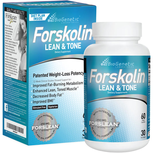 BioGenetic Labs Forskolin Lean & Tone - Weight Loss Pills - Body Toning Formula Fat Burner and Maintenance of Muscle Mass for Men and Women Appetite Suppressant - 60 Capsules - Vegetarian
