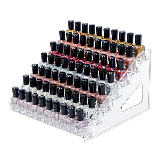 DTXIAQIAO 7-Tier Clear Acrylic Nail Polish Organizer, Holds 56-112 Bottles, Multi-Purpose Display for Nail Polish, Sunglasses, Essential Oils and Cosmetics