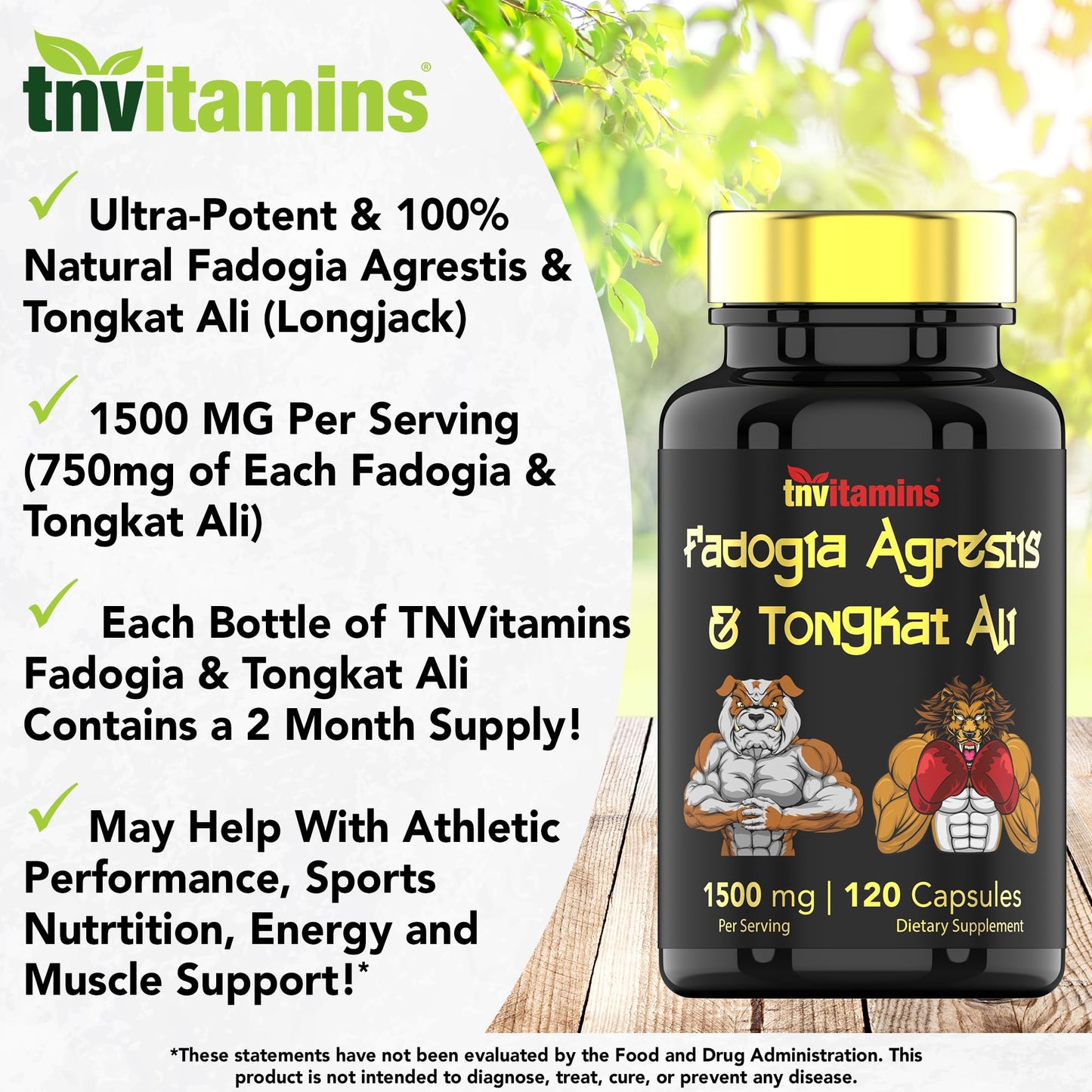 Fadogia Agrestis & Tongkat Ali Supplement: 1500mg - 120 Capsules | 750mg Each of Tongkat Ali (Longjack) & Fadogia | Ultra-Potent Formula For Men For Sports Nutrition, Athletic Performance, & Muscles*