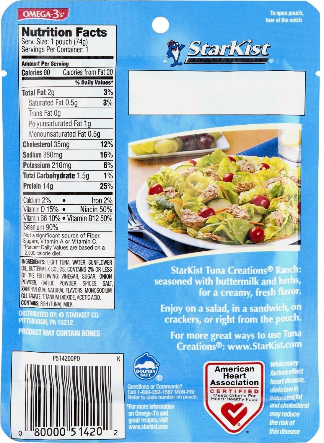 Starkist Tuna Creations Hot Buffalo Style Single Serve 26Ounce Pouch Pack of 10