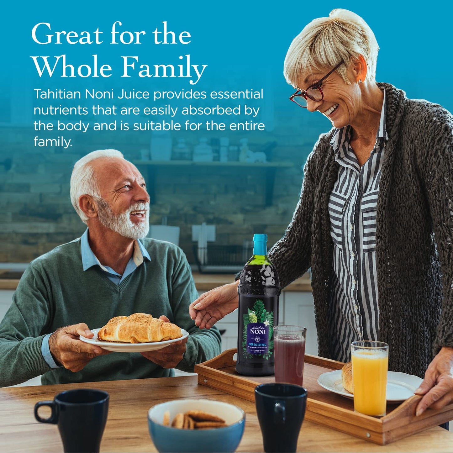 TAHITIAN NONI Juice by Morinda Original and Authentic Noni Fruit Puree from Tahiti with Natural Blueberry  Grape Resveratrol AllNatural Daily Wellness Drink  4 One Liter Juice Bottles Per Case