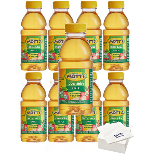 Motts Fruit Juice 8oz Bottles Pack of 8 Apple with Bay Area Marketplace Napkins