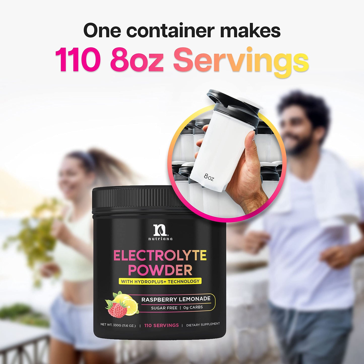 Nutriana Keto Electrolytes Powder No Sugar - Zero Carb & Zero Calorie Electrolyte Drink Mix - Sugar Free Electrolytes for Hydration Powder - Fasting Electrolytes Raspberry Lemonade Flavor